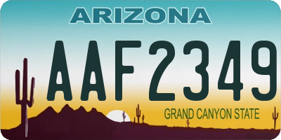 AZ license plate AAF2349