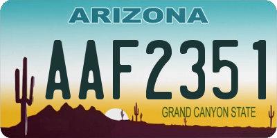 AZ license plate AAF2351