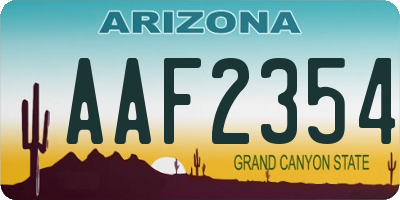 AZ license plate AAF2354