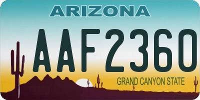 AZ license plate AAF2360