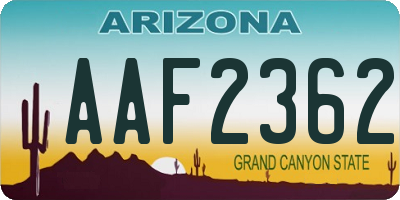 AZ license plate AAF2362