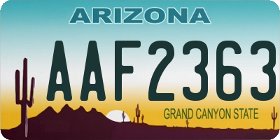 AZ license plate AAF2363