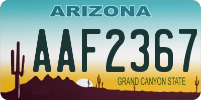 AZ license plate AAF2367