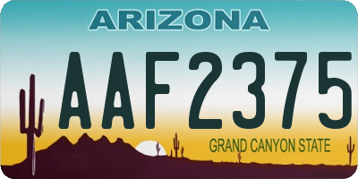 AZ license plate AAF2375