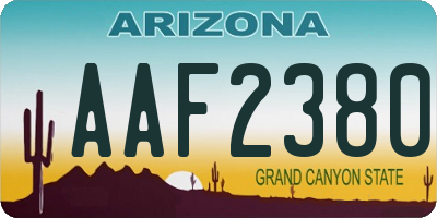 AZ license plate AAF2380