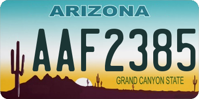 AZ license plate AAF2385