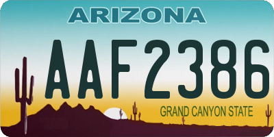 AZ license plate AAF2386