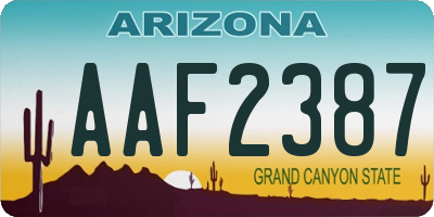 AZ license plate AAF2387