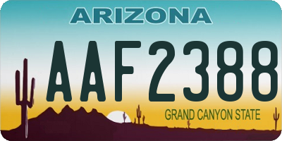 AZ license plate AAF2388