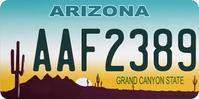 AZ license plate AAF2389