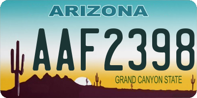 AZ license plate AAF2398