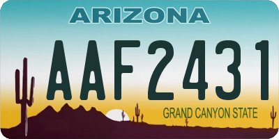 AZ license plate AAF2431