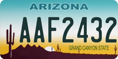 AZ license plate AAF2432