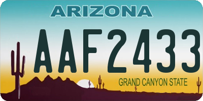 AZ license plate AAF2433