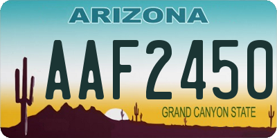 AZ license plate AAF2450