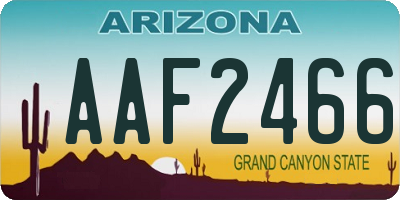 AZ license plate AAF2466