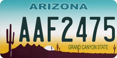 AZ license plate AAF2475