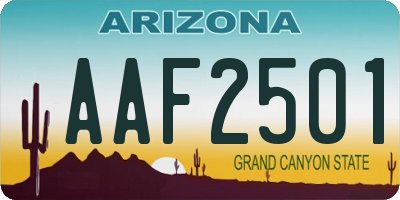 AZ license plate AAF2501