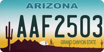 AZ license plate AAF2503
