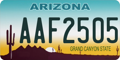 AZ license plate AAF2505