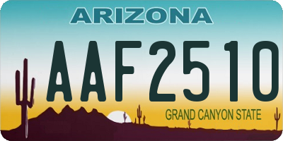 AZ license plate AAF2510