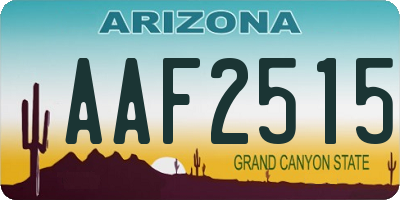 AZ license plate AAF2515