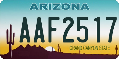 AZ license plate AAF2517