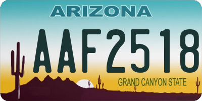 AZ license plate AAF2518