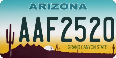 AZ license plate AAF2520