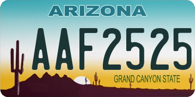 AZ license plate AAF2525