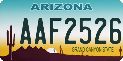 AZ license plate AAF2526