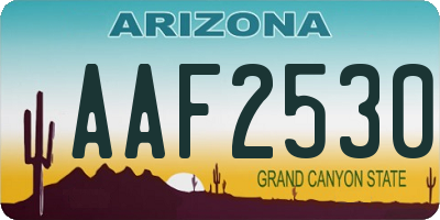 AZ license plate AAF2530