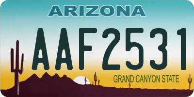 AZ license plate AAF2531