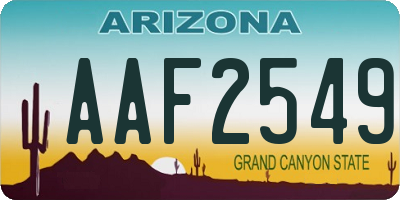 AZ license plate AAF2549