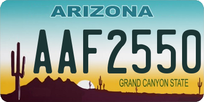 AZ license plate AAF2550