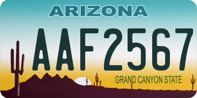 AZ license plate AAF2567