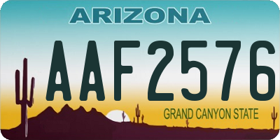 AZ license plate AAF2576