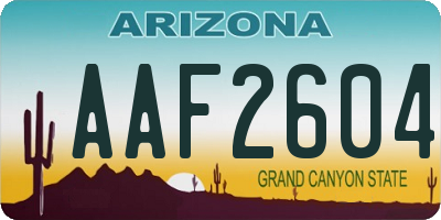 AZ license plate AAF2604