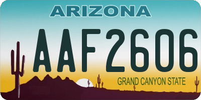 AZ license plate AAF2606