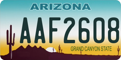 AZ license plate AAF2608