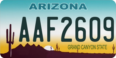 AZ license plate AAF2609