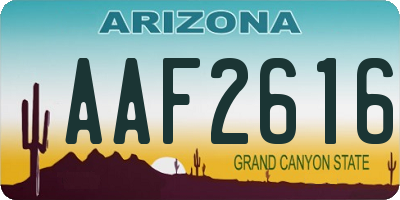 AZ license plate AAF2616