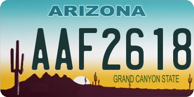 AZ license plate AAF2618