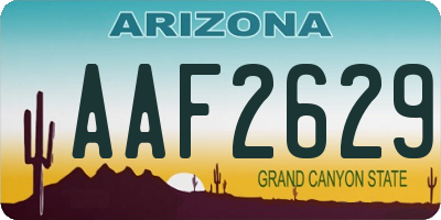 AZ license plate AAF2629