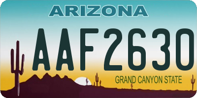 AZ license plate AAF2630