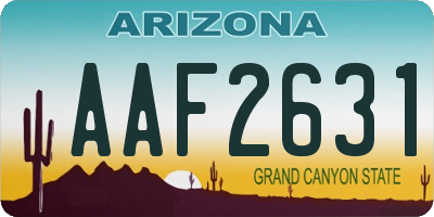 AZ license plate AAF2631