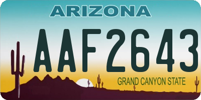 AZ license plate AAF2643