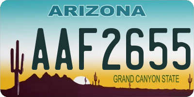 AZ license plate AAF2655