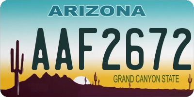 AZ license plate AAF2672
