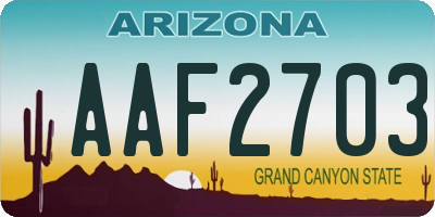 AZ license plate AAF2703